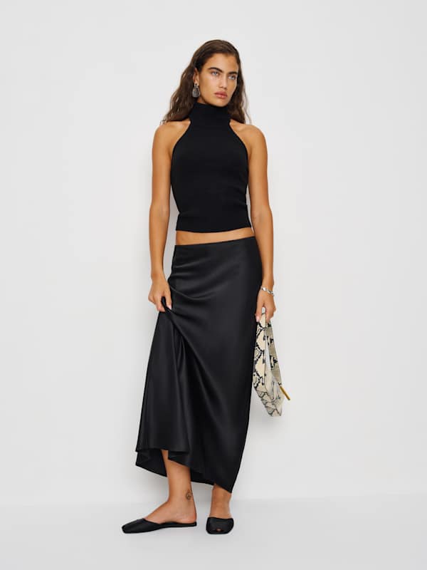 Layla Silk Skirt - Black